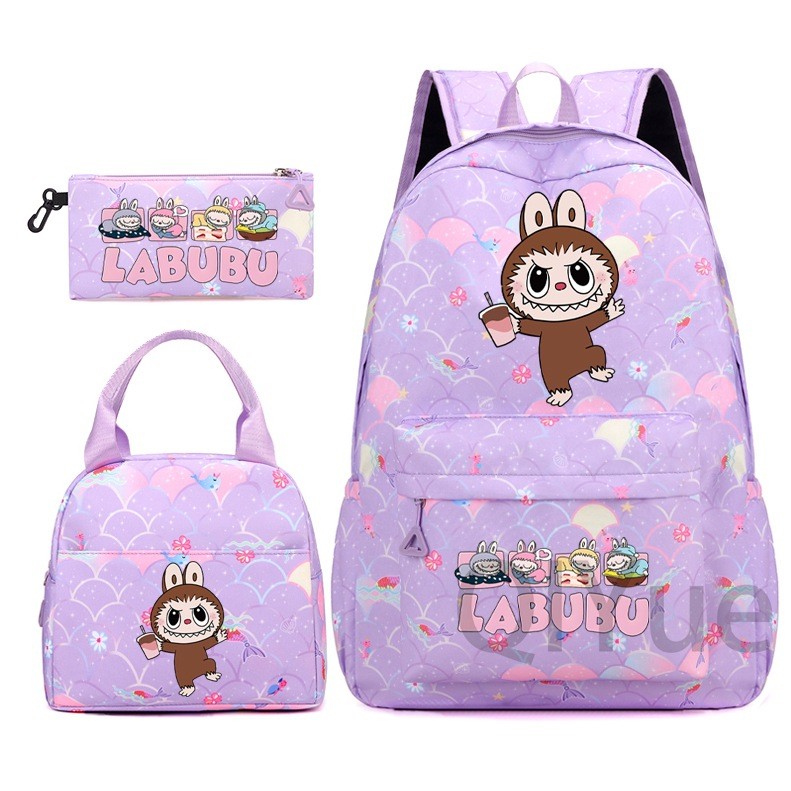 Labubu 3pc Back Pack Back To School Bag Rucksack Pencil Case Lunch Bag - Picture 51 of 53