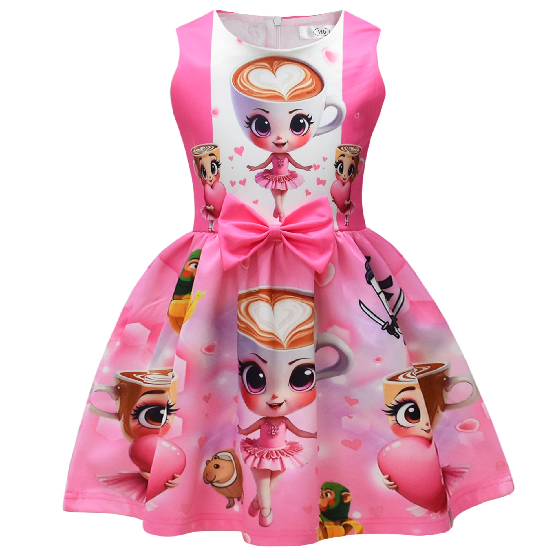 Kids Girls Ballerina Cappuccina Princess Dress Cosplay Party Fancy Bow Tie Skirt - Picture 15 of 33