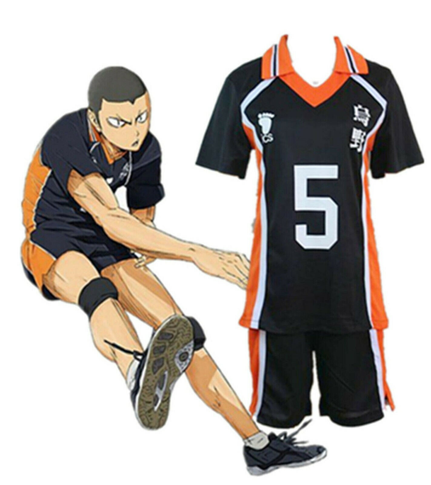 Anime Haikyuu!! Karasuno High School Uniform Jersey Shoyo Hinata Costume Cosplay - Picture 22 of 26