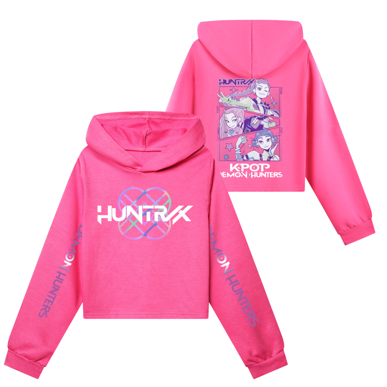 Girls KPOP Demon Hunters Hoodie Kids HUNTRX Hoody Sweatshirt Pullover Jumper Top - Picture 4 of 22