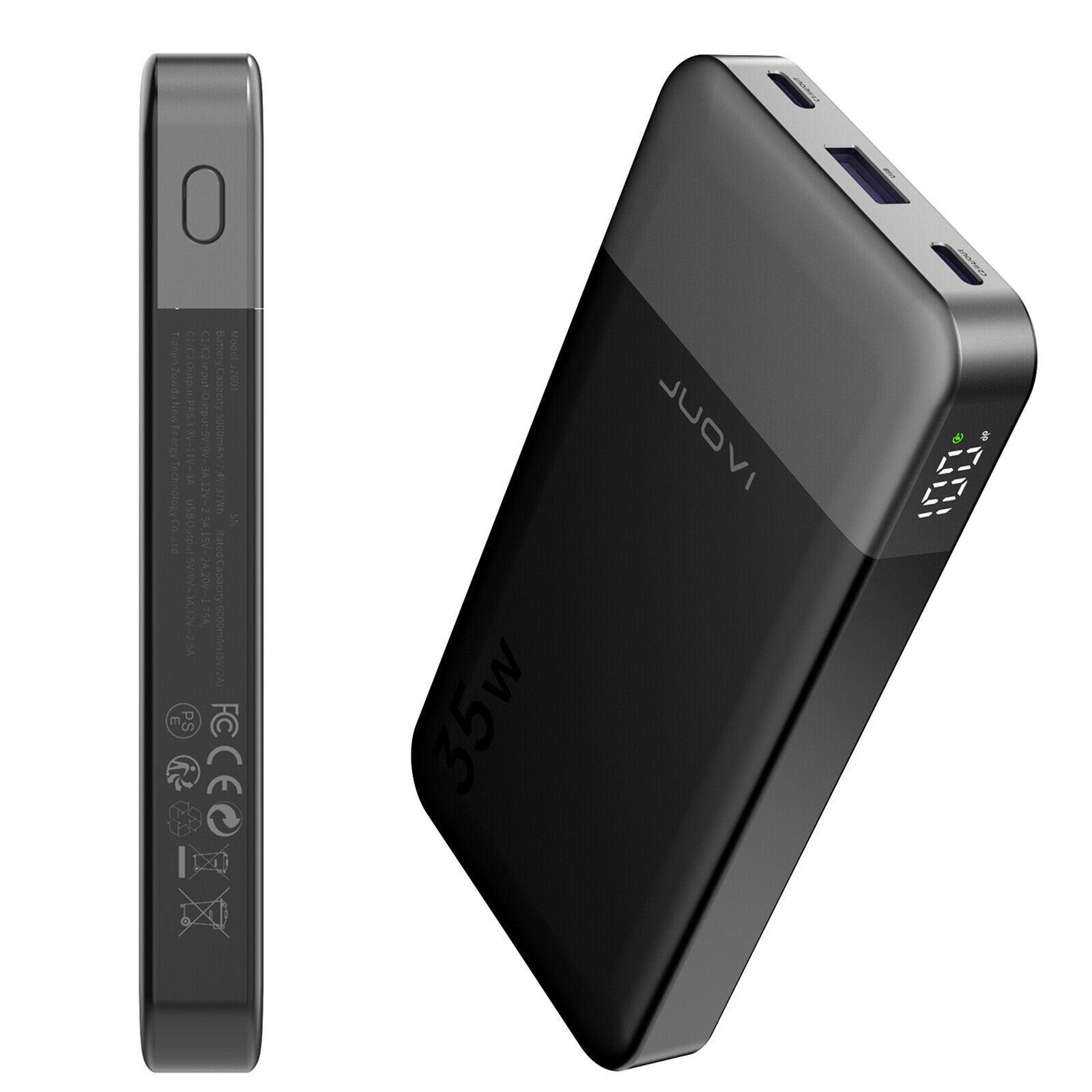 Schlanke Powerbank 10000 mAh tragbarer externer Akku 35 W Schnellladegerät für i - Bild 8 von 25