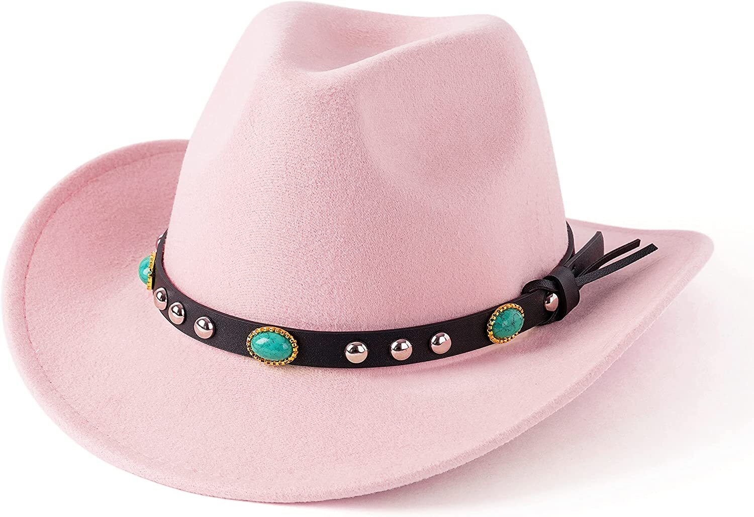 Cowboy,Cowgirl Hat,Western Style,Turquoise Strap,Men Women Retro Wide Brim
