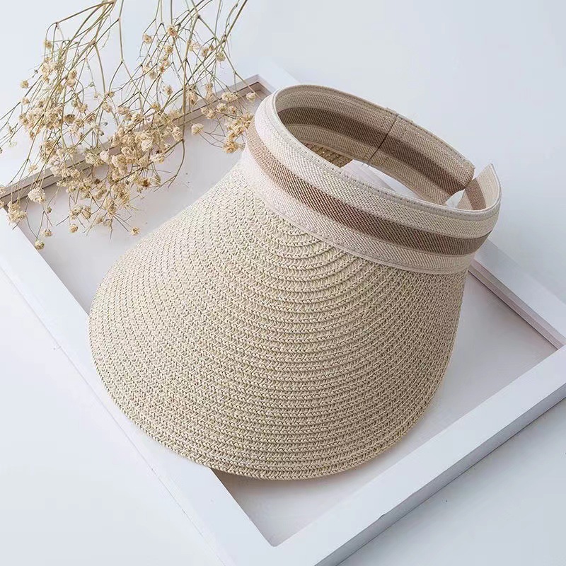 Ladies Women Summer Sun Visor Beach Hat Long Brim Straw Tennis Cap Festival - Picture 7 of 11