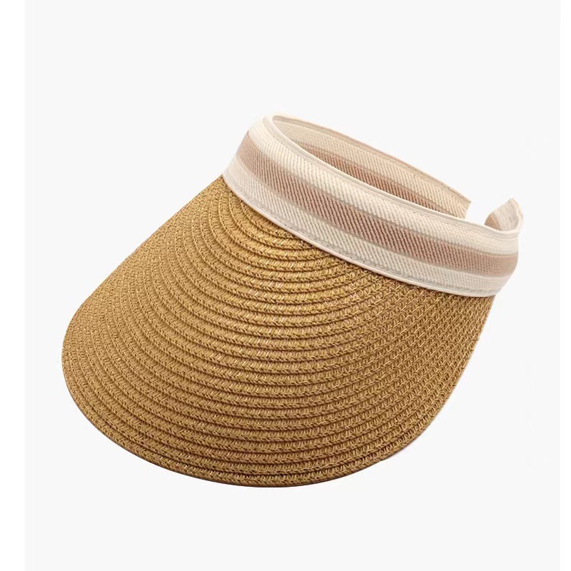 Ladies Women Summer Sun Visor Beach Hat Long Brim Straw Tennis Cap Festival - Picture 8 of 11