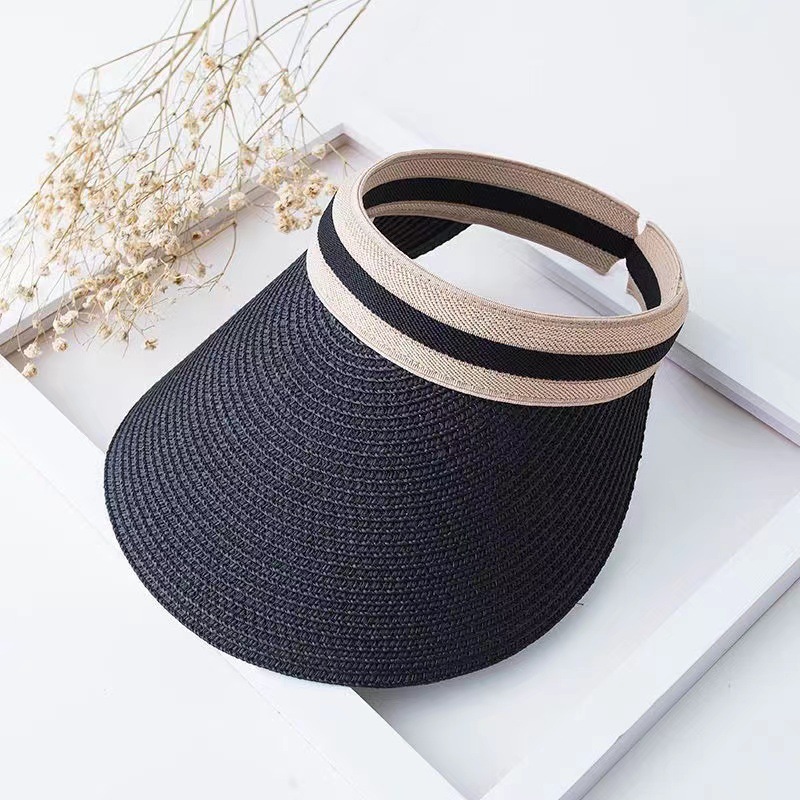 Ladies Women Summer Sun Visor Beach Hat Long Brim Straw Tennis Cap Festival - Picture 10 of 11