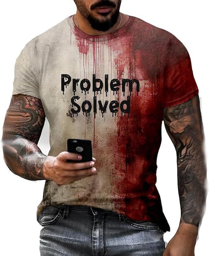 Problem Gelöst Bloody Shirt Halloween Horror Bloody T-Shirt Sweatshirt Männer - Picture 11 of 15