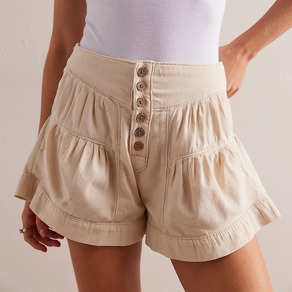 Leaf edge denim shorts 2024 summer new women's casual elastic pocket shorts - Picture 28 of 28
