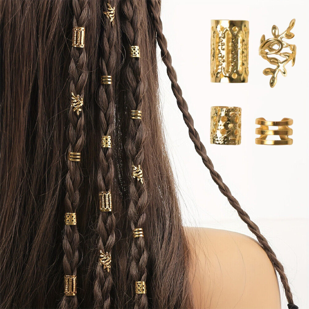 40PCS Hollow Hair Ring For Girls Women Dreadlock Hair Braid Rings Cuffs Decor - Picture 12 of 13