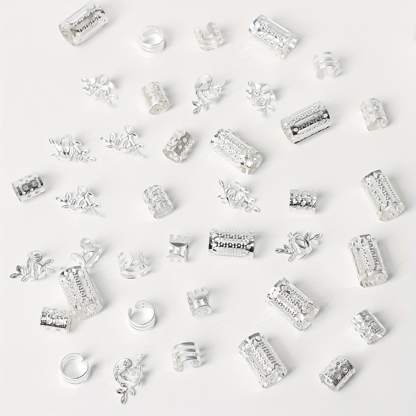 40PCS Hollow Hair Ring For Girls Women Dreadlock Hair Braid Rings Cuffs Decor - Picture 13 of 13