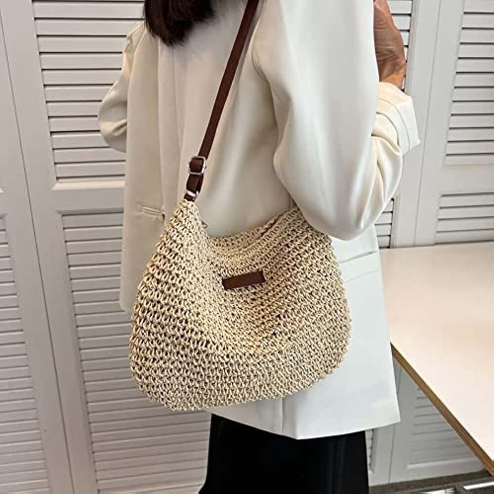 2025 Summer Straw Crossbody Bag Women Beach Woven Shoulder Handbag Purse UK - Picture 11 of 12