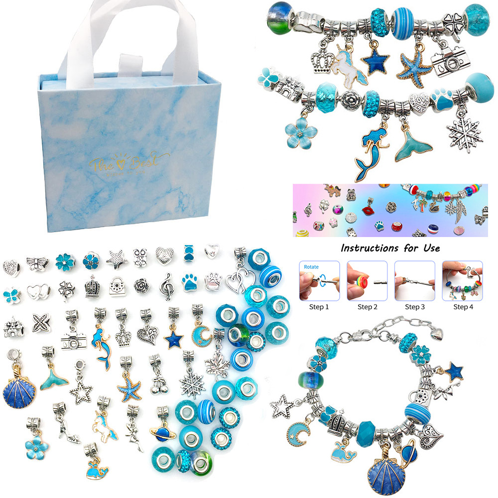 Girls Bracelet Making Kit Beads Jewellery Charms Written Set DIY Craft Kids Gift - Picture 12 of 14