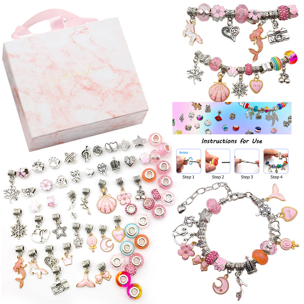 Girls Bracelet Making Kit Beads Jewellery Charms Written Set DIY Craft Kids Gift - Picture 11 of 14