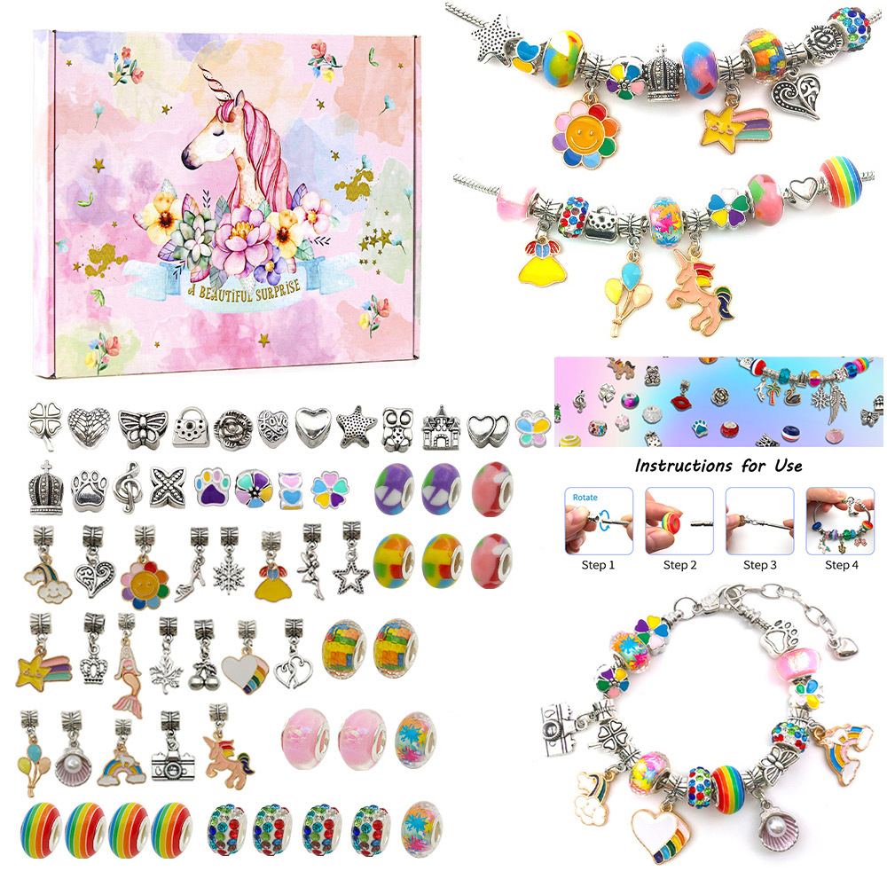 Girls Bracelet Making Kit Beads Jewellery Charms Written Set DIY Craft Kids Gift - Picture 10 of 14