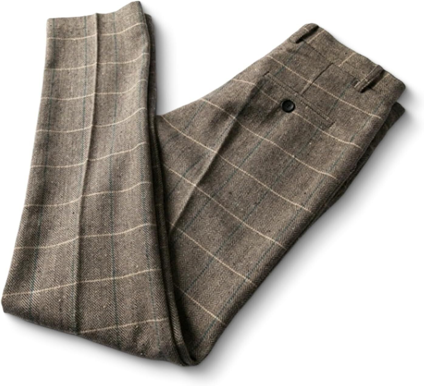 Men's Dress Pants Tweed Plaid Herringbone Classic Fit groomsman suit Pants 28-44 - Picture 14 of 19