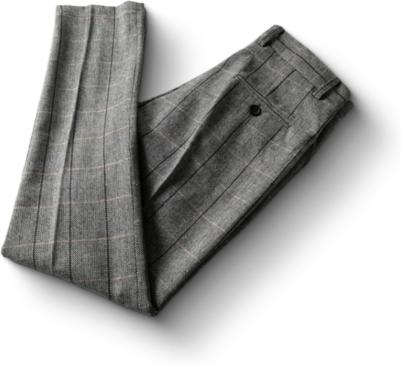 Men's Dress Pants Tweed Plaid Herringbone Classic Fit groomsman suit Pants 28-44 - Picture 18 of 19