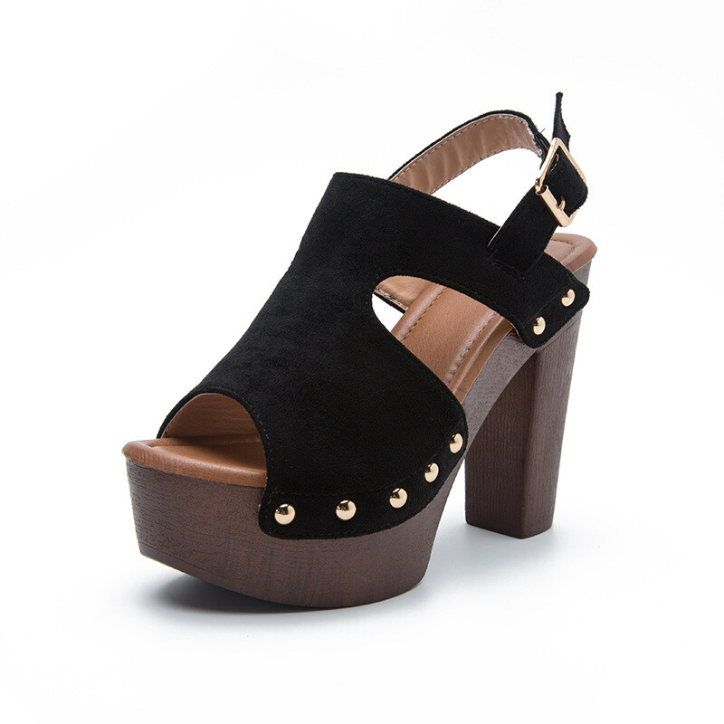 Women High Chunky Heels Peep Toe Platform Sandals Buckle Strap Platform Shoes - Picture 18 of 21