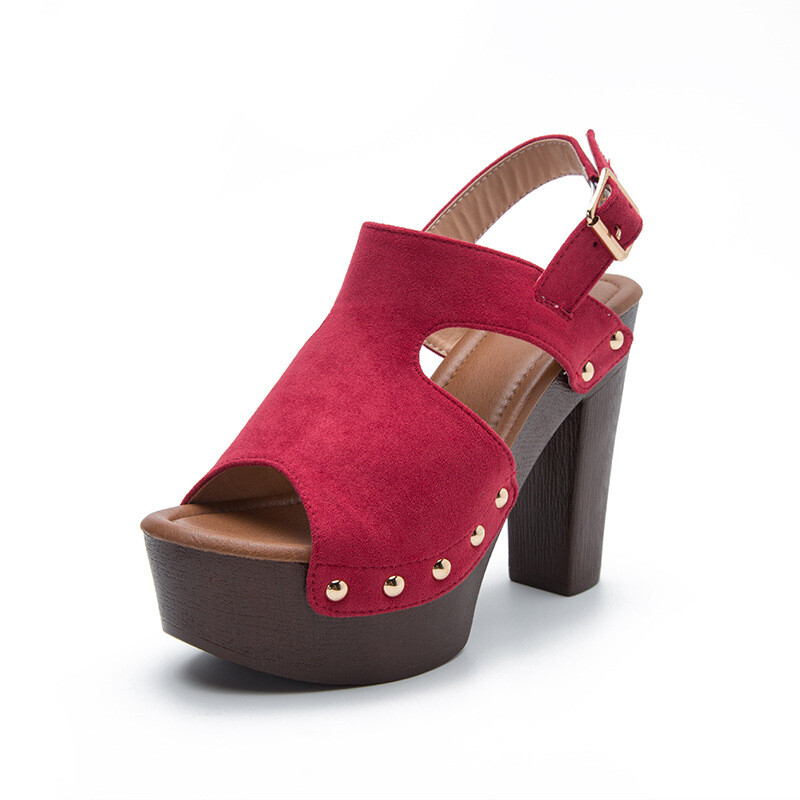 Women High Chunky Heels Peep Toe Platform Sandals Buckle Strap Platform Shoes - Picture 19 of 21