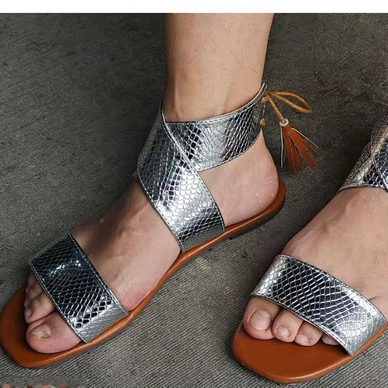 Summer Women Ladie Flat Flip Flops Tassel Beach Cross Strap Sandals New Slipper - Picture 4 of 15