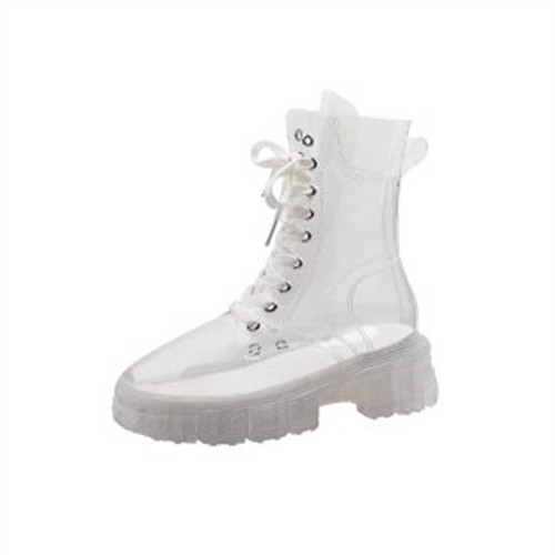 Women Pu Boots Ankle Boots Clear Thick Bottom Rainboots Female Shoes - Picture 14 of 16