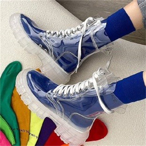 Women Pu Boots Ankle Boots Clear Thick Bottom Rainboots Female Shoes - Picture 10 of 16