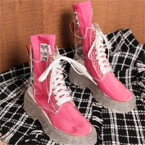 Women Pu Boots Ankle Boots Clear Thick Bottom Rainboots Female Shoes - Picture 11 of 16
