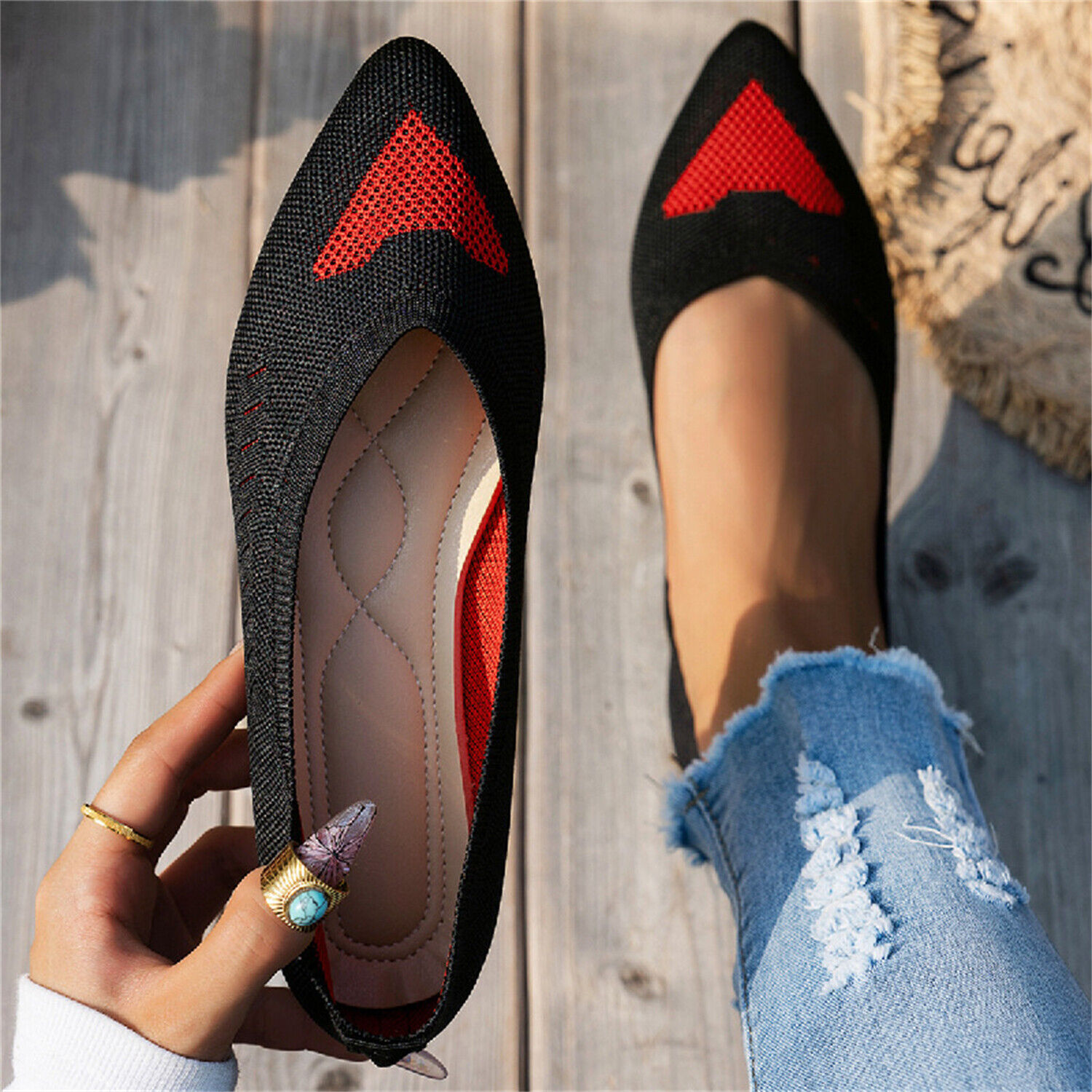 Women's Ballet Flats Comfort Casual Dressy Shoes Pointed Toe Lightweight Slip On - Picture 11 of 12