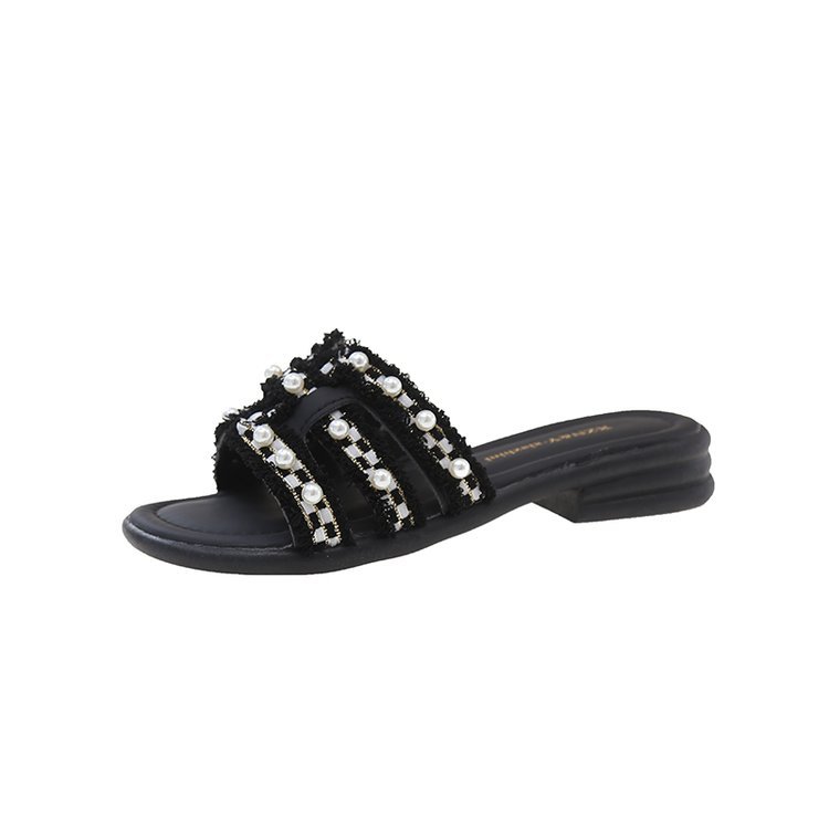 Diamond slippers 2025 summer Korean version fish mouth square heel slippers - Picture 13 of 15