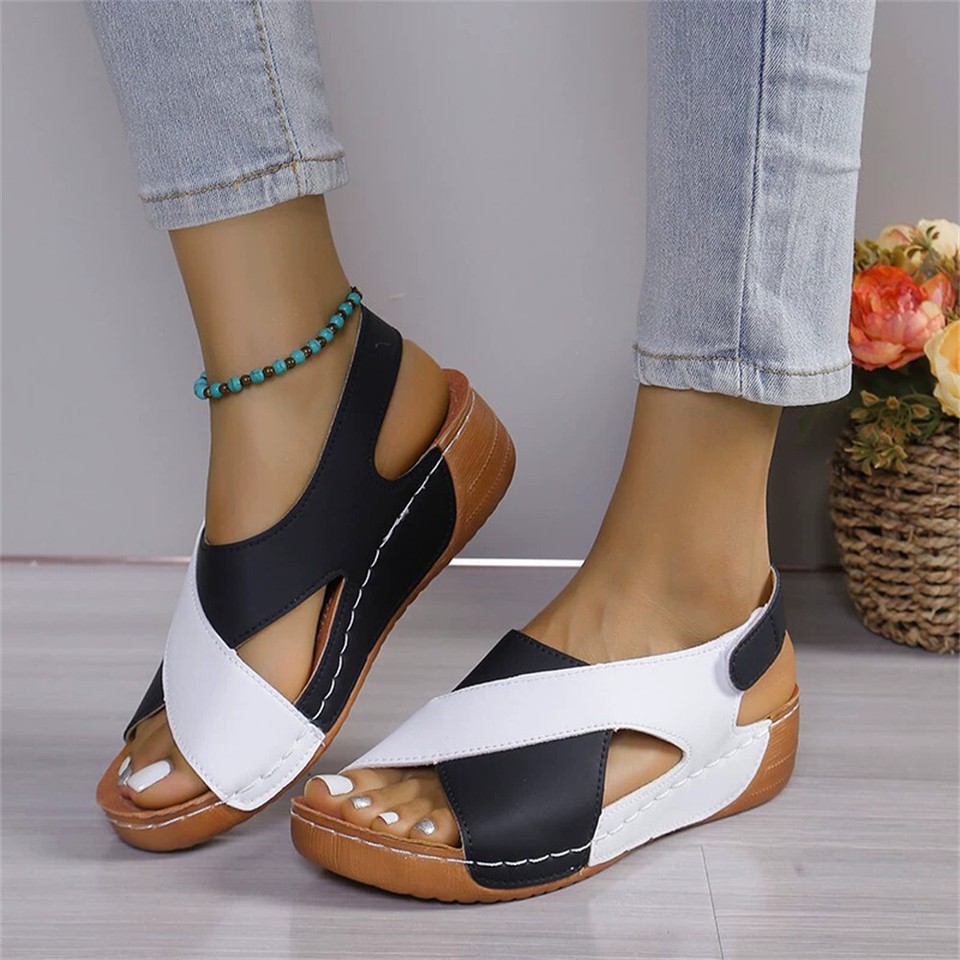 Damen Orthopädische Sandalen Bequeme Hausschuhe Peep Toe Offener Schuhe Sommer - Picture 15 of 24