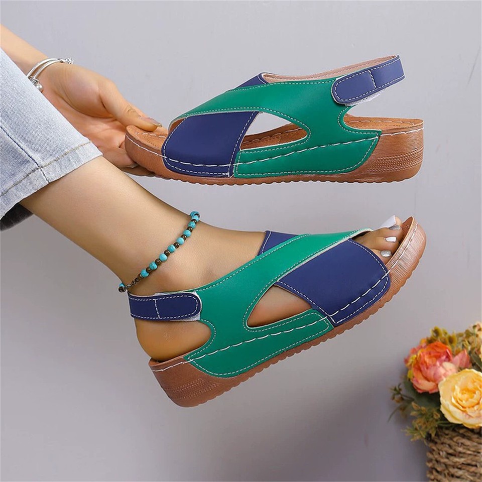 Damen Orthopädische Sandalen Bequeme Hausschuhe Peep Toe Offener Schuhe Sommer - Picture 16 of 24