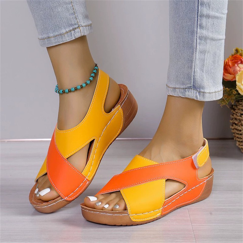 Damen Orthopädische Sandalen Bequeme Hausschuhe Peep Toe Offener Schuhe Sommer - Picture 17 of 24
