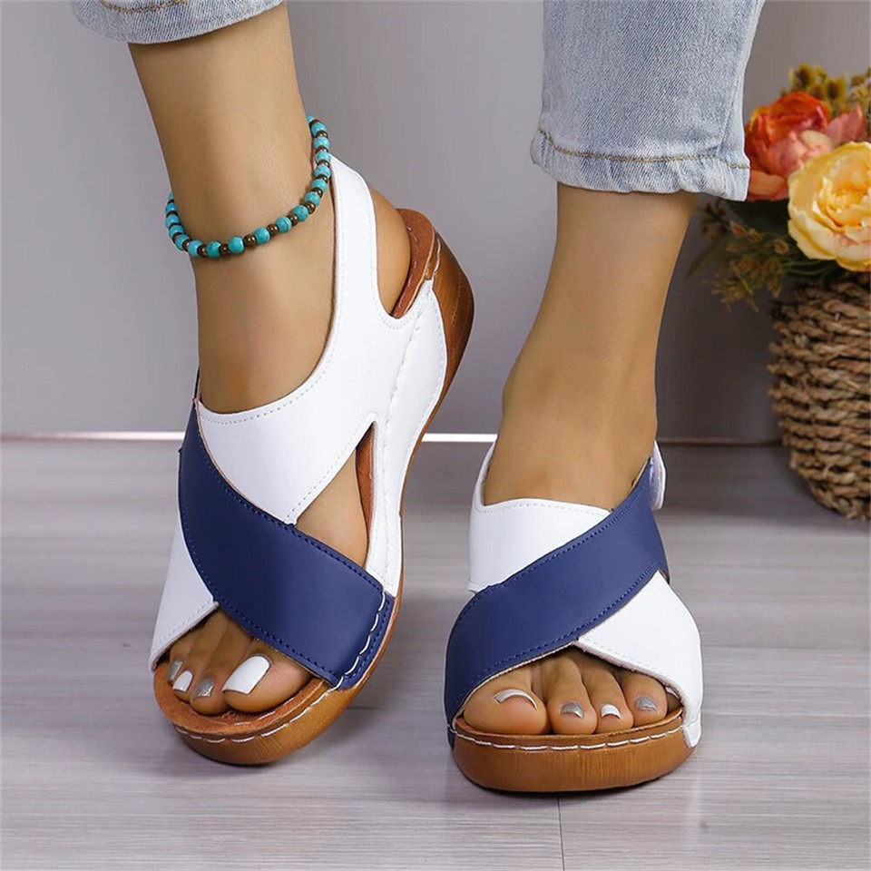 Damen Orthopädische Sandalen Bequeme Hausschuhe Peep Toe Offener Schuhe Sommer - Picture 18 of 24