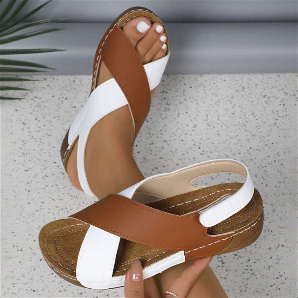 Damen Orthopädische Sandalen Bequeme Hausschuhe Peep Toe Offener Schuhe Sommer - Picture 19 of 24