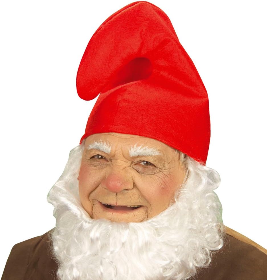 Red Gnome Hat – Adult Dwarf Costume Accessory – Curled Red Headwear for Fancy Dr - Picture 5 of 5