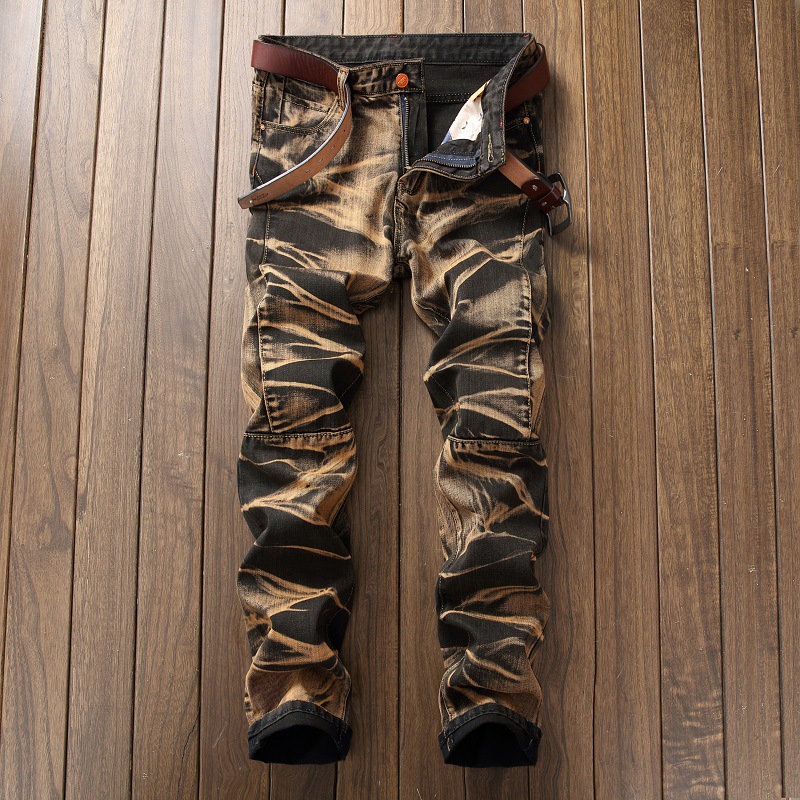 Fashion Men's Casual Vintage Washed Denim Jeans with Four-Color Pants - Picture 7 of 9