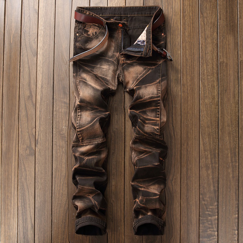 Fashion Men's Casual Vintage Washed Denim Jeans with Four-Color Pants - Picture 8 of 9