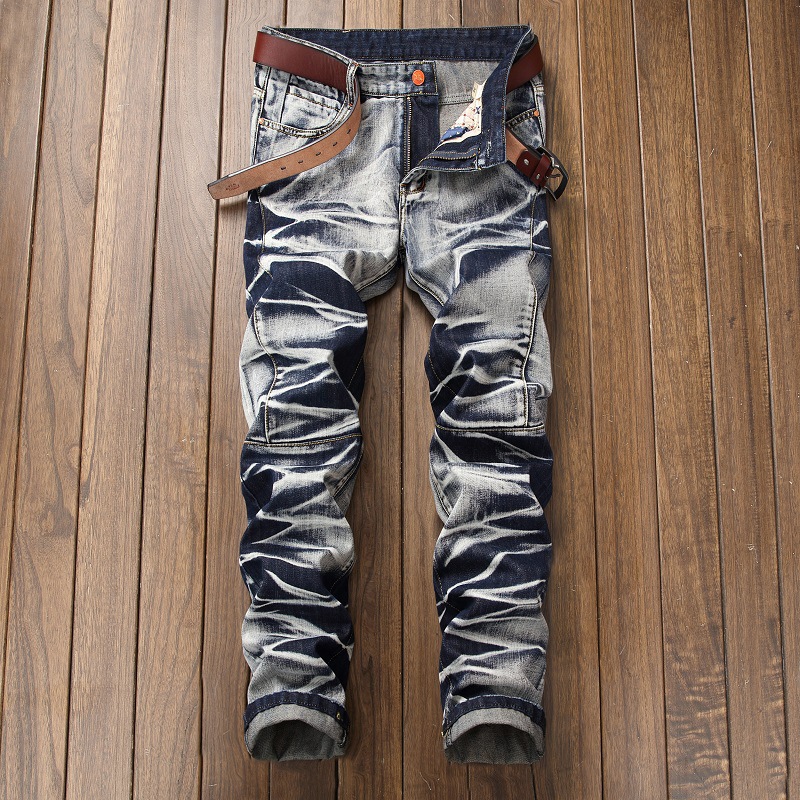 Fashion Men's Casual Vintage Washed Denim Jeans with Four-Color Pants - Picture 9 of 9