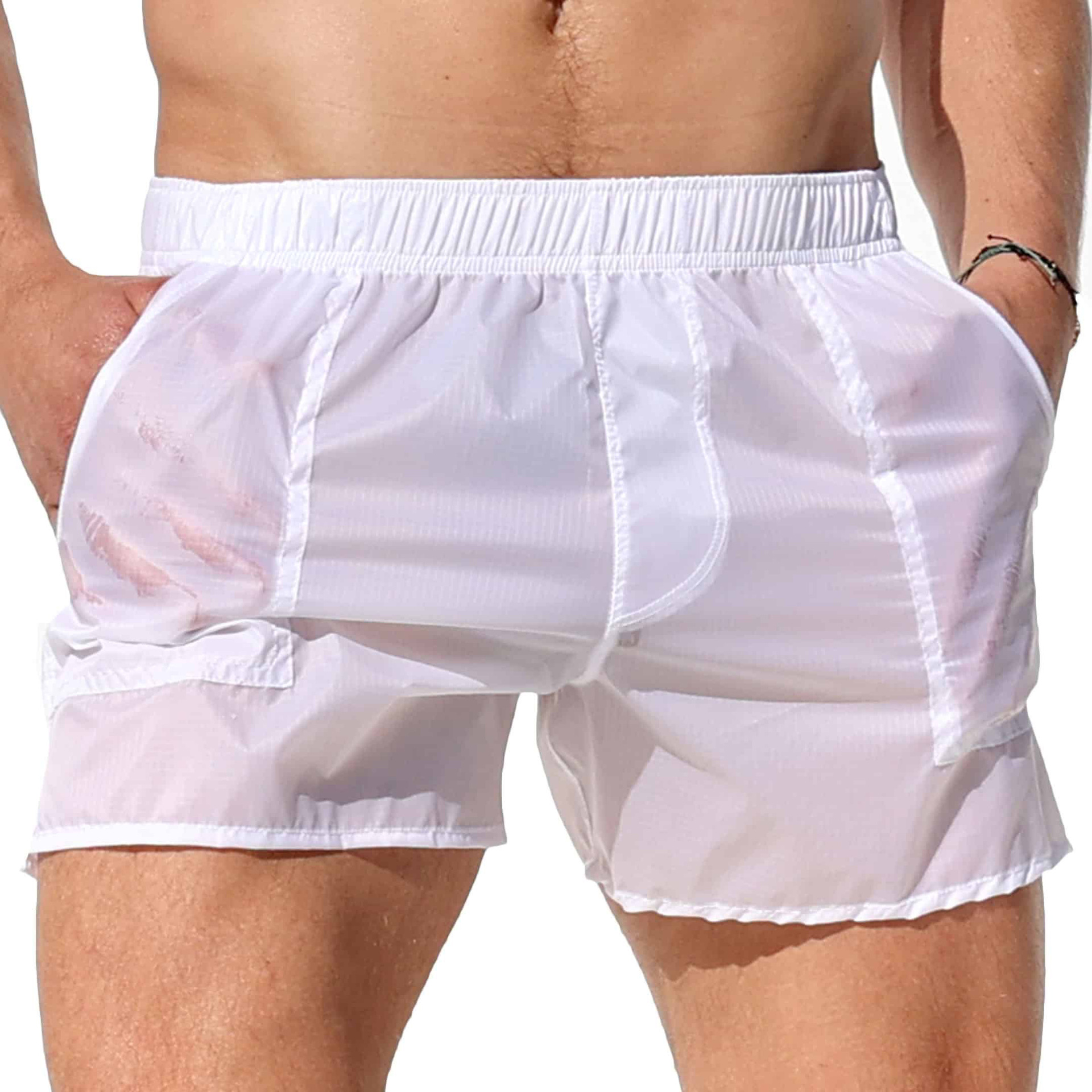 Herren durchsichtig Badeshorts elastisch schnelltrocknend Badehose Boxer Surf Bademode Strand - Bild 20 von 26