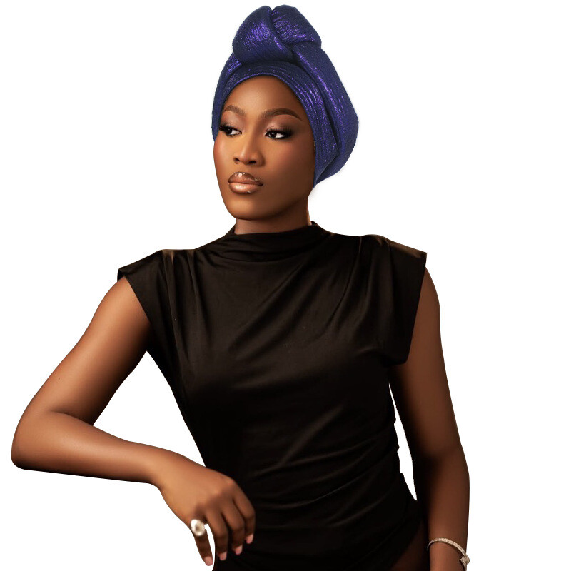 African Women Hijab Aso Oke Headtie Bonnet Auto Gele Turban Head Wrap Chemo Hat - Bild 25 von 32