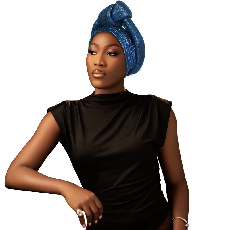 African Women Hijab Aso Oke Headtie Bonnet Auto Gele Turban Head Wrap Chemo Hat - Bild 28 von 32