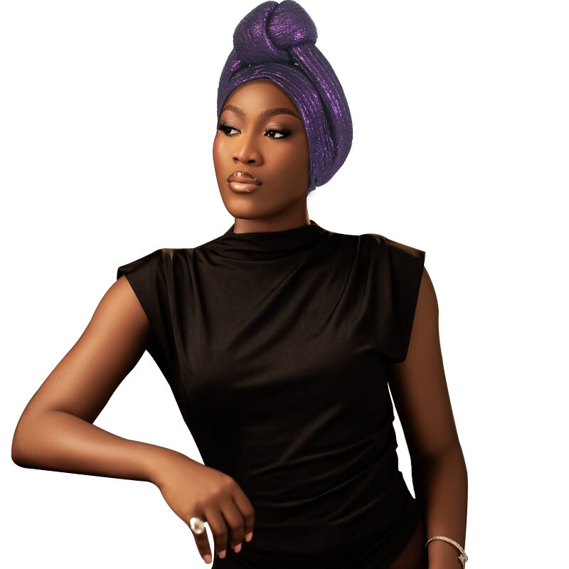 African Women Hijab Aso Oke Headtie Bonnet Auto Gele Turban Head Wrap Chemo Hat - Bild 29 von 32