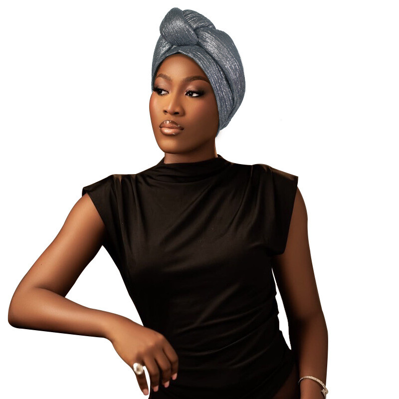 African Women Hijab Aso Oke Headtie Bonnet Auto Gele Turban Head Wrap Chemo Hat - Bild 30 von 32