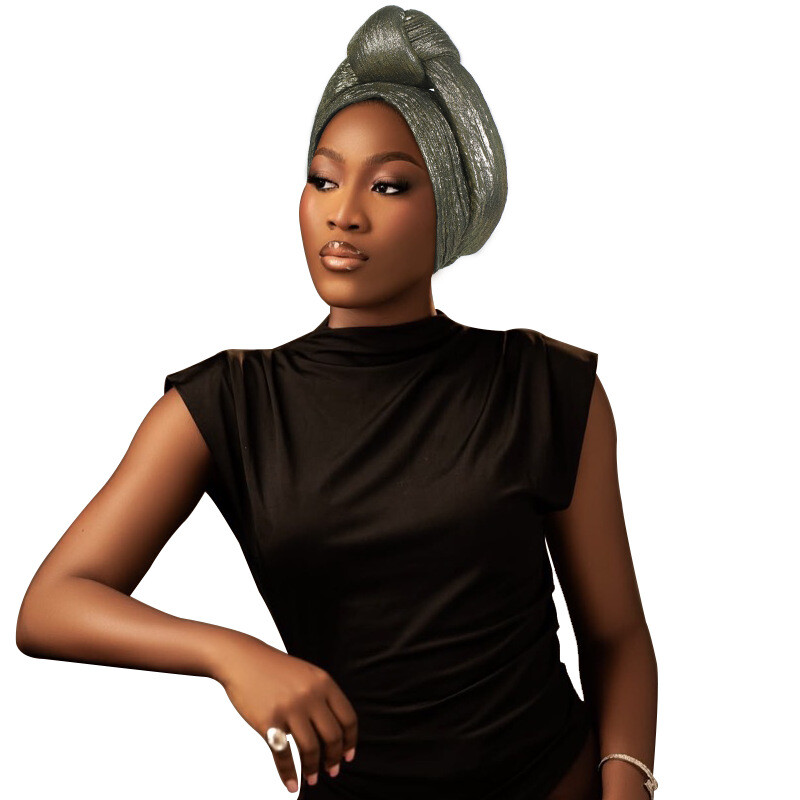 African Women Hijab Aso Oke Headtie Bonnet Auto Gele Turban Head Wrap Chemo Hat - Bild 31 von 32