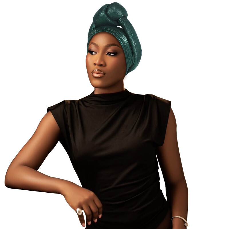 African Women Hijab Aso Oke Headtie Bonnet Auto Gele Turban Head Wrap Chemo Hat - Bild 32 von 32