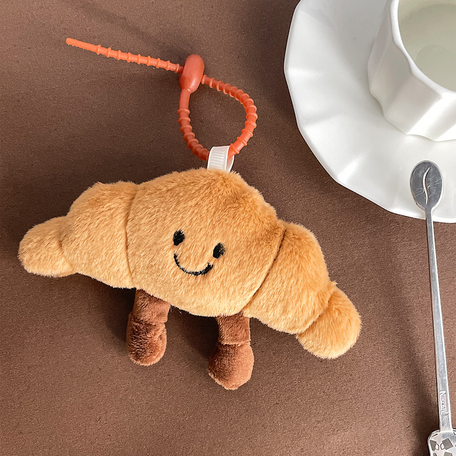 Cute Baguette Croissant Plush Pendant Dessert Figurine Bread Pendant Keychain - Picture 13 of 15