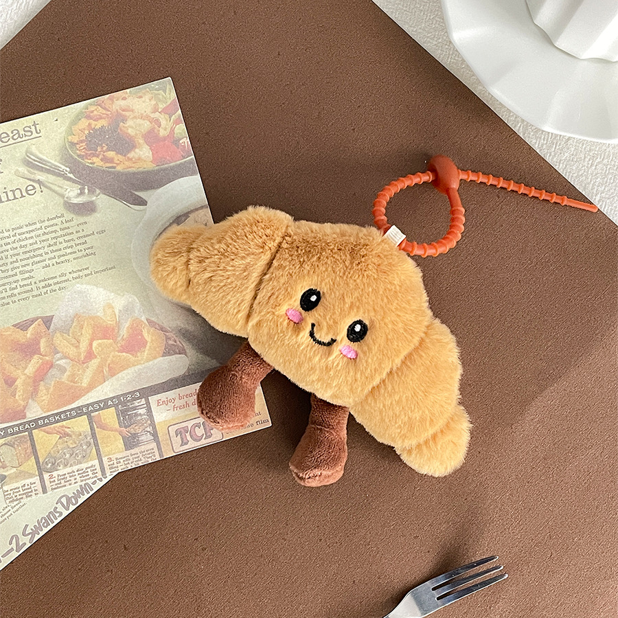 Cute Baguette Croissant Plush Pendant Dessert Figurine Bread Pendant Keychain - Picture 14 of 15