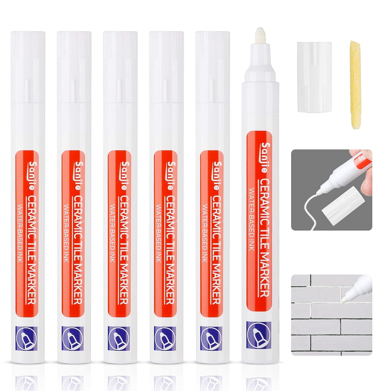 6Pcs Anti Mould Grout Pen For Revives Restores Bathroom Tile In White Grey Black