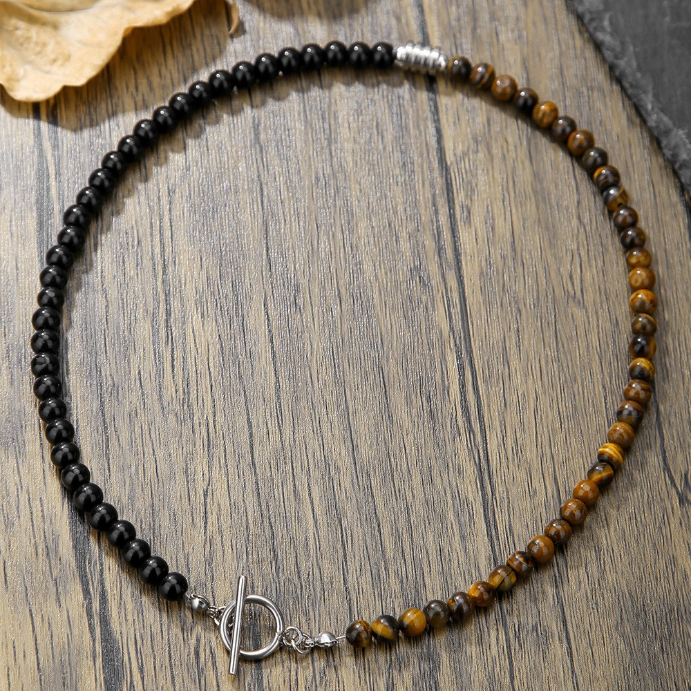 Collar de hematita de cobre hecho a mano con cuentas de piedra natural de 10 mm para hombre - Imagen 14 de 15