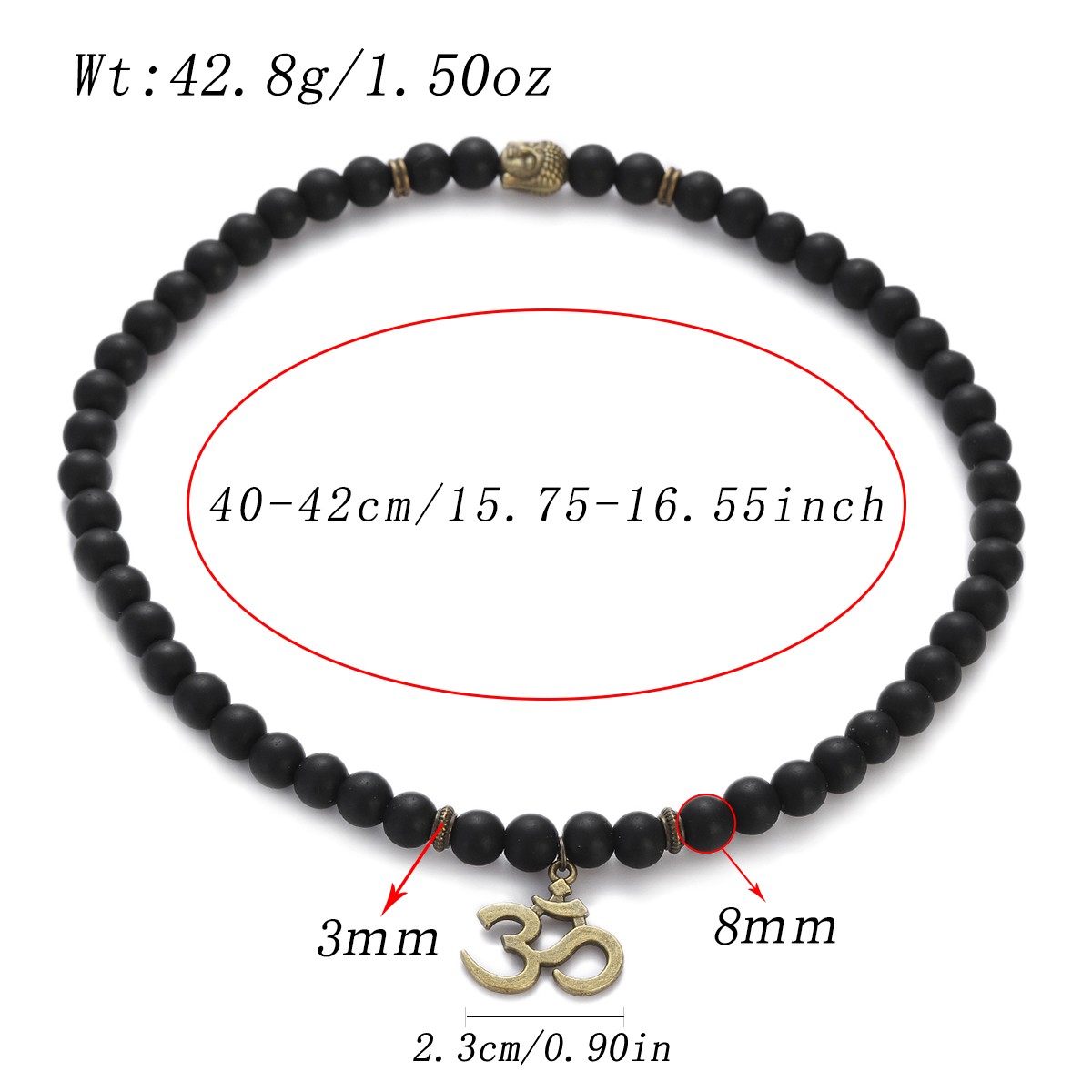 Collar de hematita de cobre hecho a mano con cuentas de piedra natural de 10 mm para hombre - Imagen 15 de 15