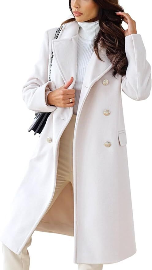 Hot Stylish Faux Wool Trench Coat for Women | Double-Breasted Warm Winter Jacket - Picture 25 of 44