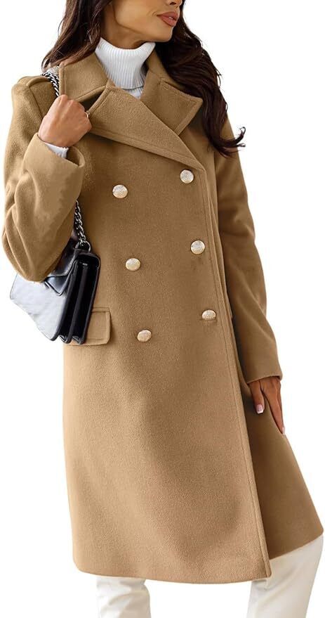 Hot Stylish Faux Wool Trench Coat for Women | Double-Breasted Warm Winter Jacket - Picture 33 of 44